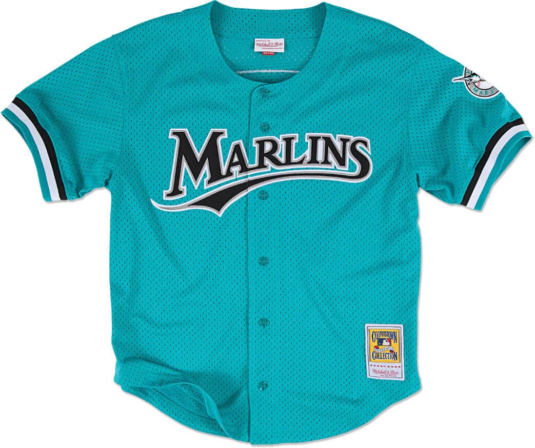 Mitchell & Ness MLB Authentic Andre Dawson Florida Marlins 1995 BP Button Front Jersey (Teal)